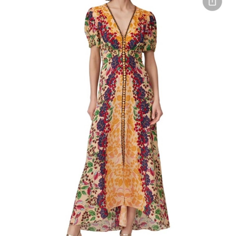 SALONI Lea Long Maxi Dress In Champagne Berries SIZE 8